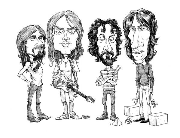 Cartoon Art Print featuring the drawing Pink Floyd by Mike Scott