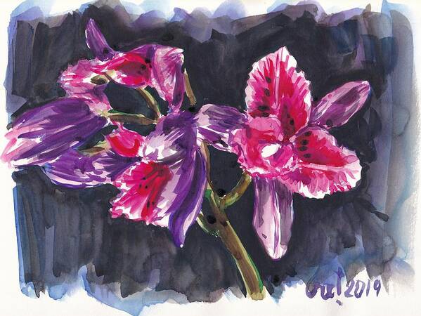 Orchids Art Print featuring the painting Pink Orchids by George Cret