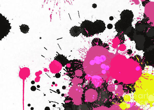 Pink Splatter Art Print featuring the painting Pink Splatter by Go Van Kampen