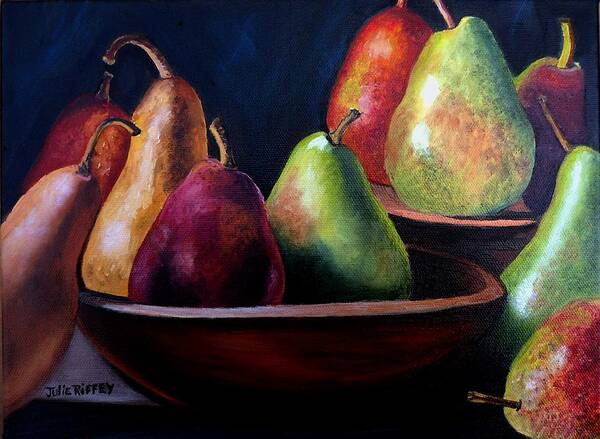 Pears Art Print featuring the painting Plump Pears by Julie Brugh Riffey