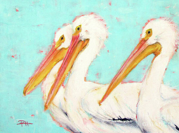 Pelicans Art Print featuring the painting Pod of Pelicans by Patricia Henderson