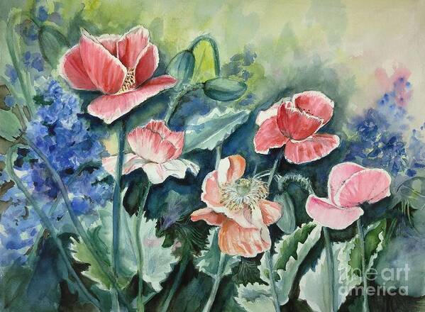 Poppies Art Print featuring the painting Poppy Revival by Sonia Mocnik