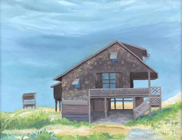 Beach House Art Print featuring the painting Pops Sandbox by Anne Marie Brown