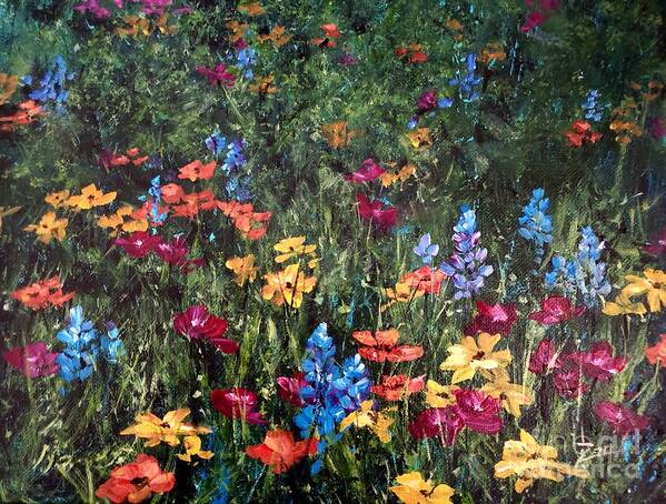 Flowers Art Print featuring the painting Posie Meadow by Zan Savage