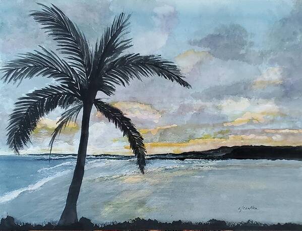 Palm Trees Art Print featuring the painting Princeville Dawn by Claudette Carlton
