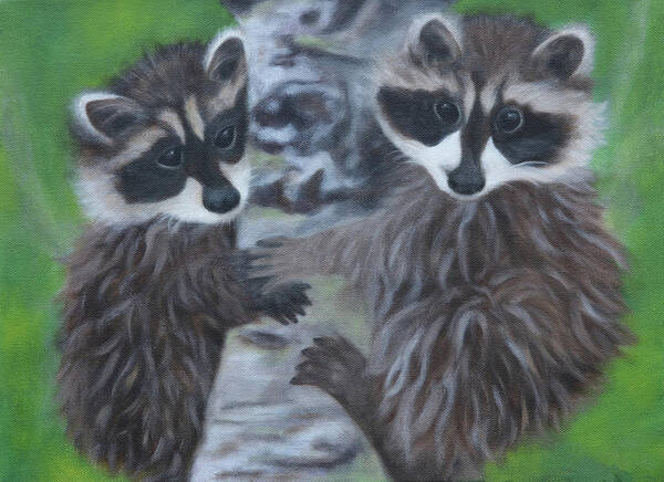 Racoons Art Print featuring the painting Racoon Buddies by Tammy Pool