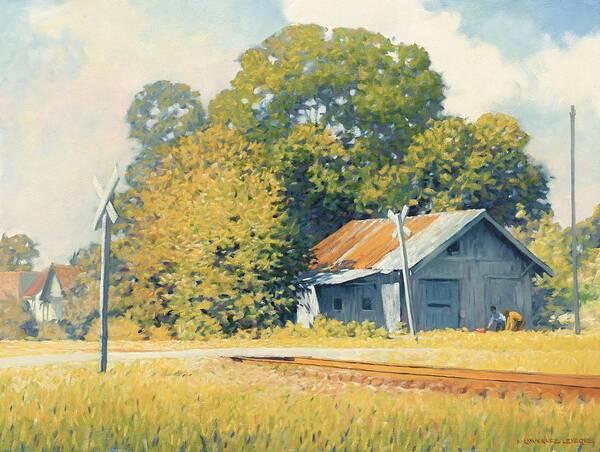 Railroad Track Art Print featuring the painting Railroad Crossing by Kevin Leveque