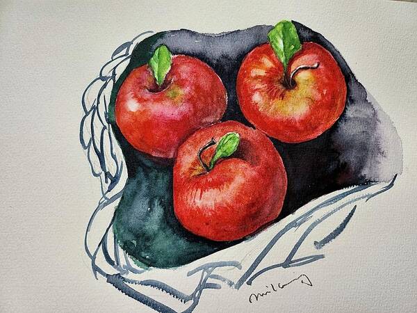  Art Print featuring the painting Red Apples by Mikyong Rodgers