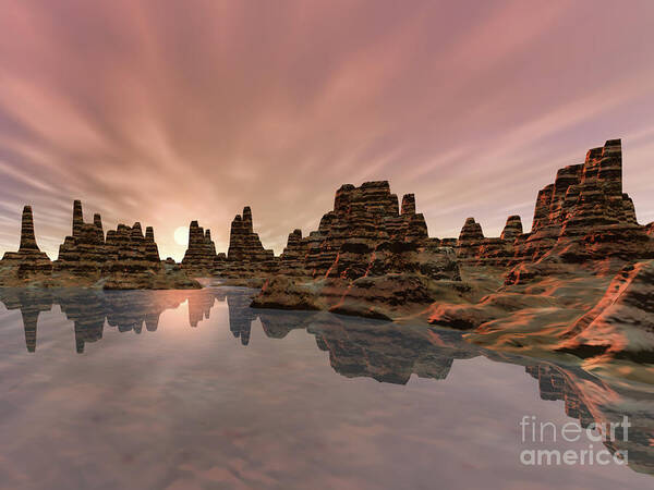 Water Art Print featuring the digital art Reflections of The Southwest by Phil Perkins