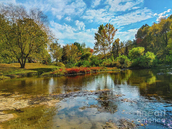 Autumn Art Print featuring the photograph Relaxing Fall Reflection by Peggy Franz