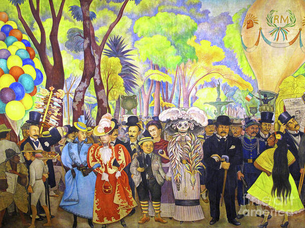 Wingsdomain Art Print featuring the painting Remastered Art Dream of a Sunday Afternoon in Alameda Park partial by Diego Rivera 20220106 by - Diego Rivera