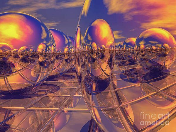 Retro Art Print featuring the digital art Retro Pop Art 3D Spheres by Phil Perkins