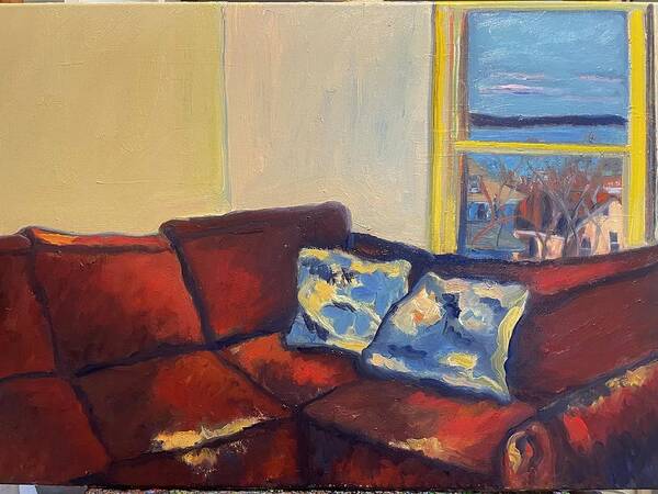View Nyack Living Room Couch Window Art Print featuring the painting Room With a View of Nyack by Beth Riso