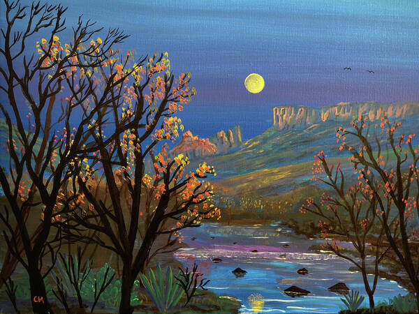 Sabino Art Print featuring the painting Sabino Canyon Moonrise by Chance Kafka