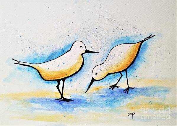 Sandpipers Art Print featuring the painting Sandpipers by Irene Czys