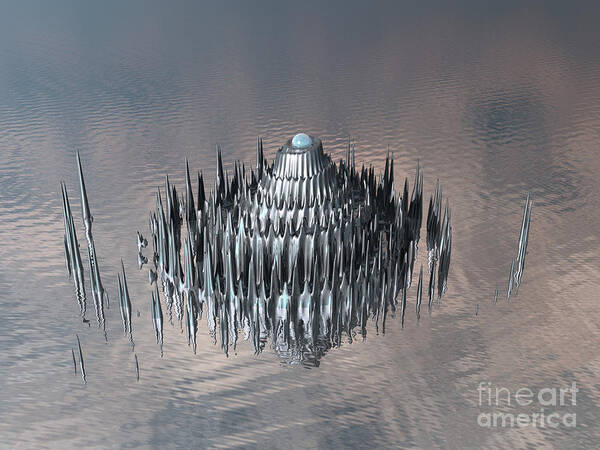 Fractal Art Print featuring the digital art Sci Fi Structure by Phil Perkins