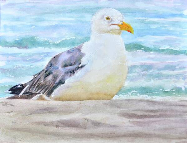 Seagull Art Print featuring the painting Seagull at Rest by Patty Kay Hall