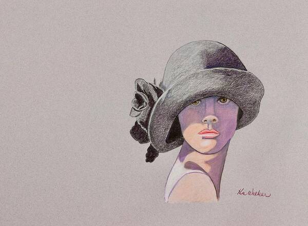 Gray Art Print featuring the drawing AllAboutTheHat2 Drawing by Kimberly Walker