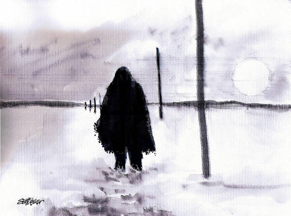Siberia Art Print featuring the drawing Siberian Stroll-Dr. Zhivago by Seth Weaver