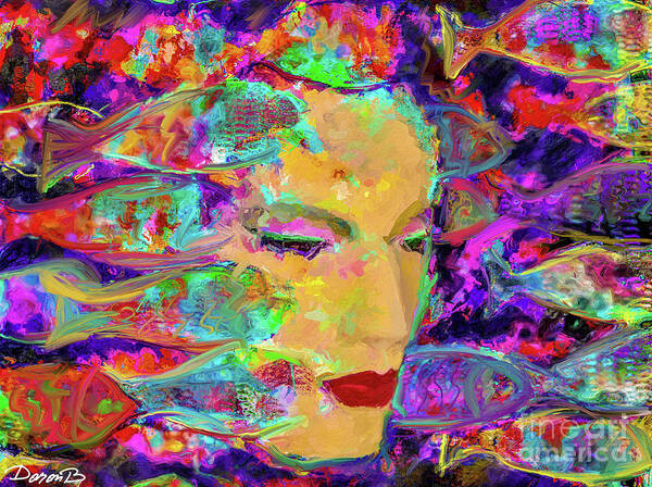 Face Art Print featuring the digital art Silence world by Doron B