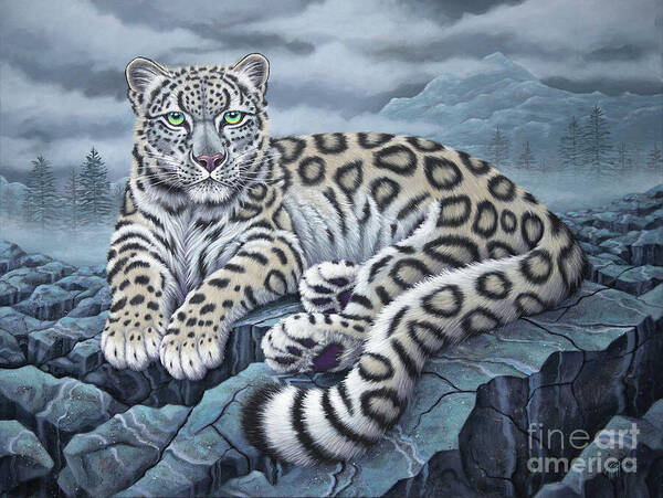 Snow Leopard Art Print featuring the painting Snow Leopard by Tish Wynne