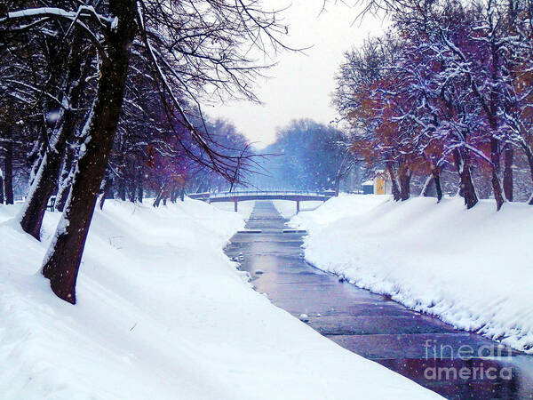River Art Print featuring the photograph Snow River by Nina Ficur Feenan