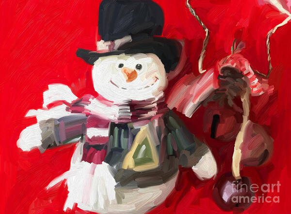 Snowman Christmas Ornament Art Art Print featuring the digital art Snowman Christmas Ornament Art by Patricia Awapara