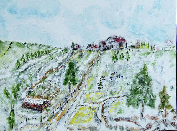  Art Print featuring the painting Snowy Farmland by David McCready