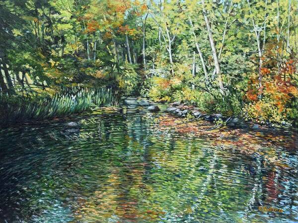Maine Art Print featuring the painting Somes Brook, From The Footbridge by Eileen Patten Oliver
