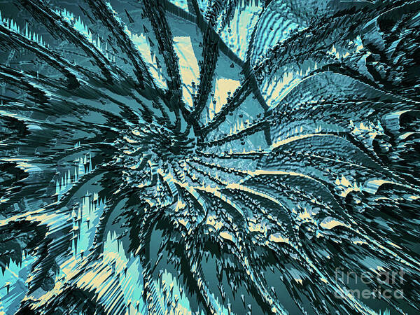 Turquoise Art Print featuring the digital art Spinning Turquoise Fractal by Phil Perkins