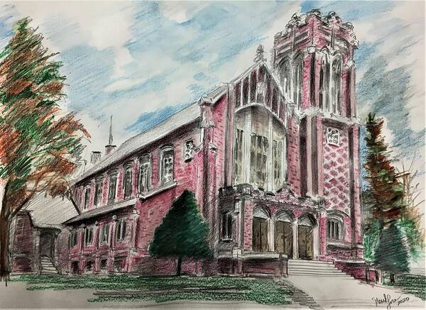 Church Art Print featuring the drawing St. Mary's Church by Mark Lore