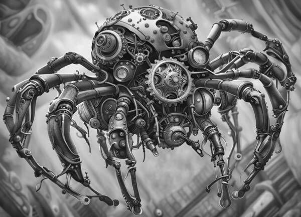 Ai Art Print featuring the photograph Steampunk Spider by Cate Franklyn