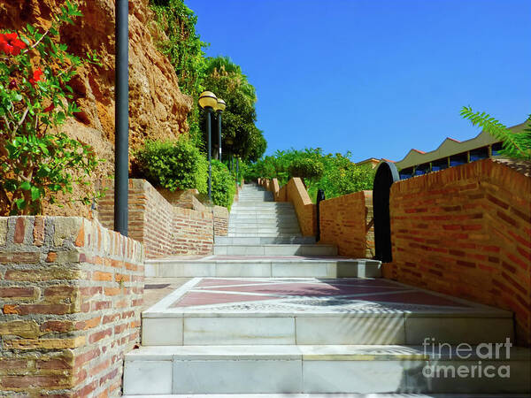 Digital Art Art Print featuring the photograph Steps from the beach in Torremolinos taken 2012 by Pics By Tony