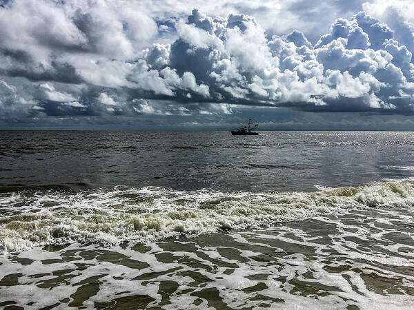 Ocean Art Print featuring the photograph Stormy Boat by David Beechum