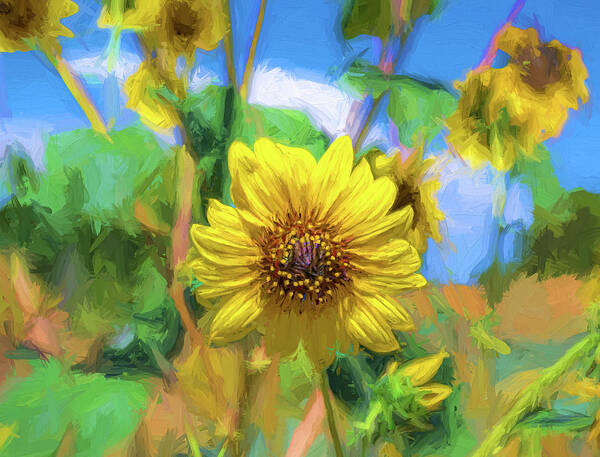 © 2019 Lou Novick All Rights Reversed Art Print featuring the photograph Sunflower by Lou Novick