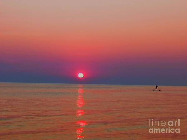 Paddle Boarding Art Print featuring the photograph Sunset Dreams And Paddleboarder by Leonida Arte