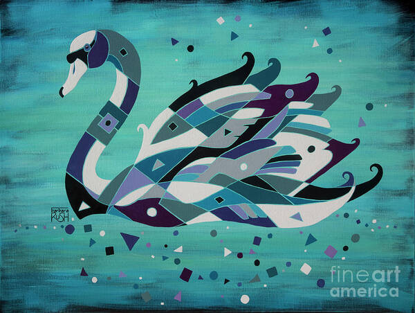 Swan Art Art Print featuring the painting Swan - Infused with Grace by Barbara Rush