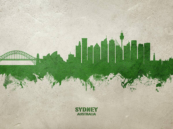 Sydney Art Print featuring the digital art Sydney Australia Skyline #18 by Michael Tompsett