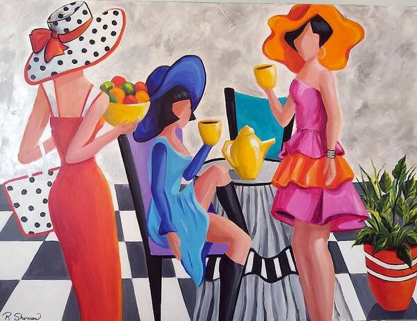 Figurative Art Print featuring the painting Tea For Three by Rosie Sherman