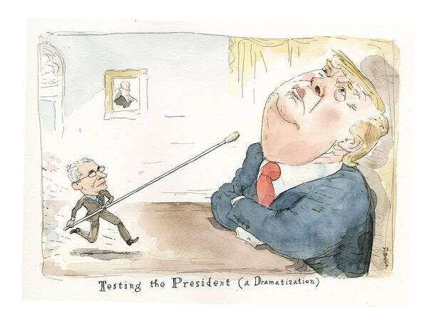 Testing Trump's Fitness: Getting Inside The President's Head Art Print featuring the painting Testing Trump's Fitness by Barry Blitt