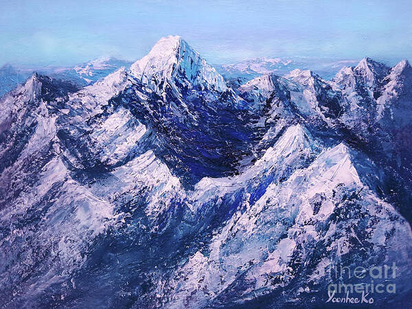 Landscape Art Print featuring the photograph Textured Mountain Painting for Dad by Yoonhee Ko