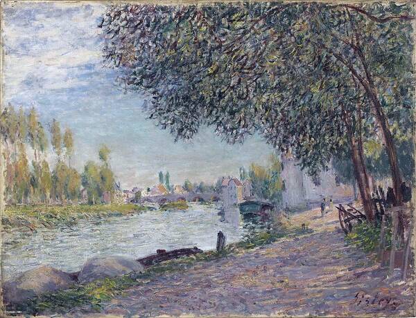 Vintage Art Print featuring the painting The Bridge of Moret, Evening, 1884 by Alfred Sisley by MotionAge Designs