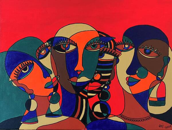 Abstract Art Art Print featuring the painting The Conversation by Raji Musinipally