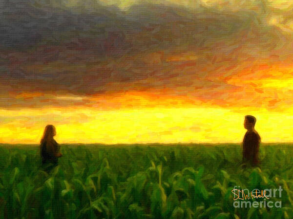 Lovers Art Print featuring the painting The Cornfield by Stephen Mitchell