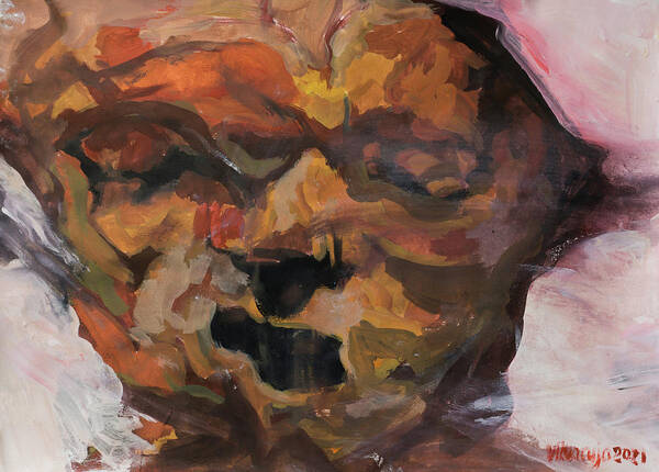 #deaf Art Print featuring the painting The Deaf Man 6 by Veronica Huacuja