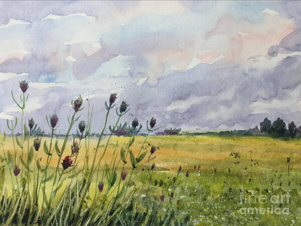 The End Of Summer Art Print featuring the painting The End of Summer by Watercolor Meditations