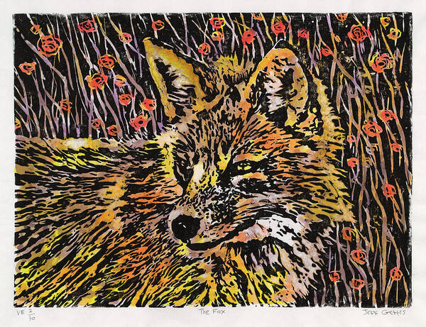 Fox Art Print featuring the mixed media The Fox 2 by Jeff Gettis