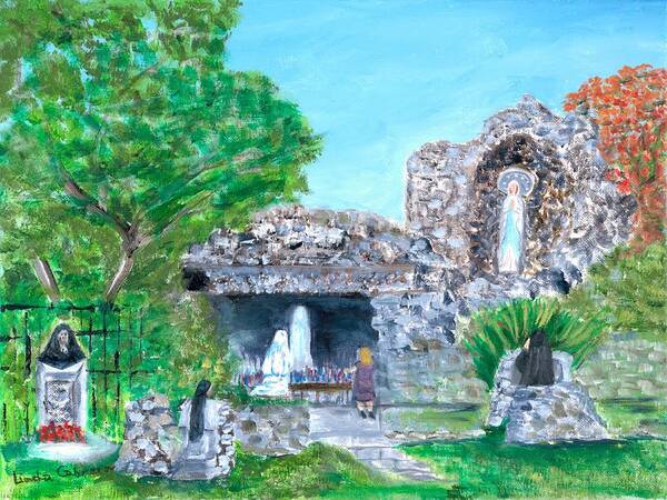 Grotto Art Print featuring the painting The Grotto by Linda Cabrera