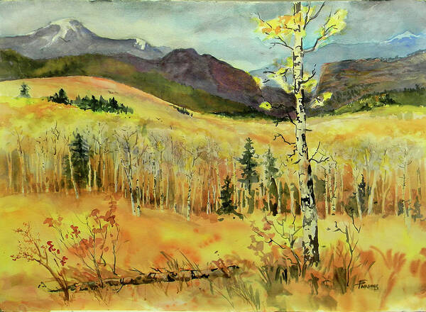 Watercolor Art Print featuring the painting The Molten Golden Hills by Sheila Parsons