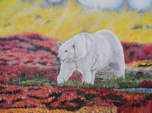 Polar Bear Art Print featuring the painting The Prowler by Marilyn McNish